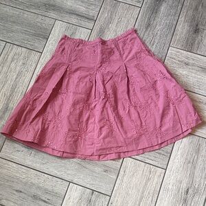 Pink Embroidered A-Line Skirt - Women's
